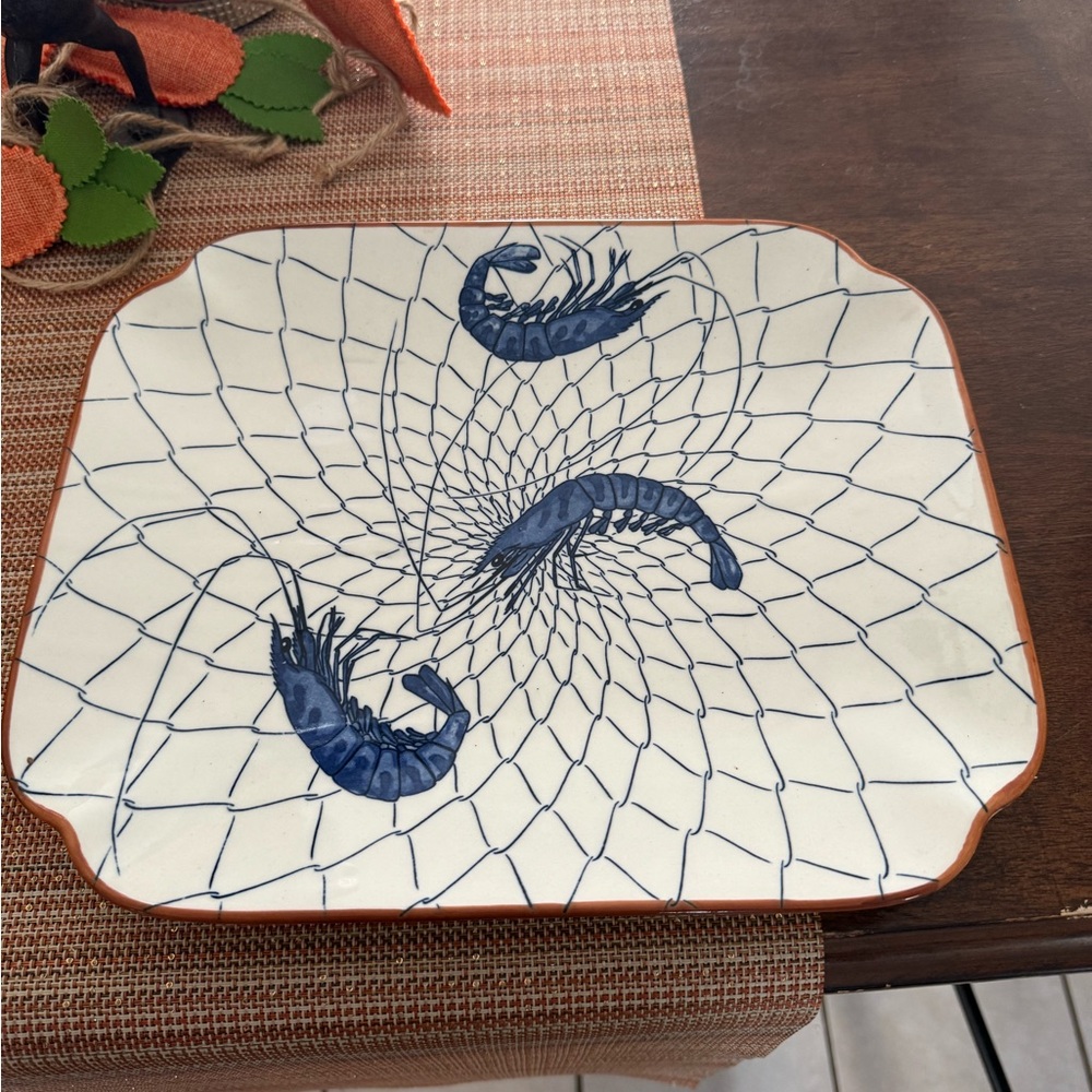 Asahi platter rectangle prawns in a net 
Stunning! Vintage!